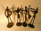 Group of 4 Cast Metal Band Members Statues