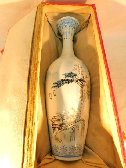 Asian Bone China Decorated Vase in Original Box