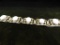 Sterling Silver - Bracelet with Large Blue Stones - 64.6 Grams Total Weight