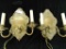 Vintage Pair of French Brass Electric Candle Stick Sconces - 12