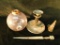 Lot with Amethyst Lightning Rod Ball and Spike - Tin Candle Holder and Snuffer