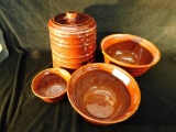MarCrest Stoneware Cookie Jar and Mixing Bowl Set