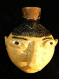 Studio Art Pottery Face Jug - Signed Doc's Pots - NC - with Stopper 