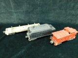 Vintage Lionel #6466W Whistle Tender - #6527 Caboose - and #3361 Operating Lumber car