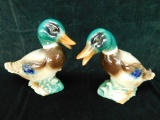Pair of Ceramic Glazed Ducks