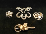 Sterling Silver Lot - 5 Brooches - 28.2 Grams Total Weight