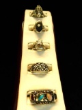 Sterling Silver - 5 Rings - 26.8 Grams Total Weight