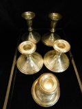 Sterling Silver - Weighted - 5 Candle Sticks - Some Dings