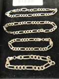 Sterling Silver - 4 Bracelets - 39 Grams