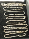 Sterling Silver - 7 Bracelets and a Necklace - 43 Grams