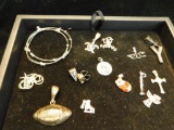 Sterling Silver - Misc. Pendant, Charms and Earrings - 40 Grams Total Weight