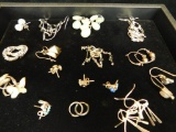 Sterling Silver - 16 Pairs of Earrings - 36 Grams Total Weight