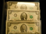 3 1976 $2 US Federal Notes