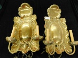 Vintage Pair of French Brass Electric Candle Stick Sconces - 21