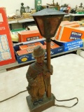 Carved Wood Mechanical Lamp - AS IS - No Back - Needs some TLC - Head is Supposed To Move