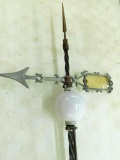 Vintage Lightning Rod with Lavender Glass Ball and Textured Glass Insert