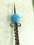 Vintage Lightning Rod with Aqua Glass Ball