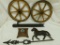 Lot With Weather Vane Top - 2 Old Wagon Wheels - Inkwell Plus