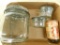 Box Lot of Vintage Jars and Snuff Can