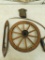 Lot with Wagon Wheel - Pulley - Loom Shuttle - Scythe