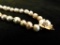 Cultured Pearl Necklace with 14K White Gold Clasp and Sapphires