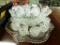 Vintage Pressed Glass Punch Bowl with Underliner - 11 Cups and Ladle