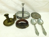 Lot with Misc Items - Sad Iron - Garnish Basket Candle Holder Plus