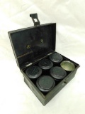 Vintage Tin Portable Spice Box - 1 Lid Missing