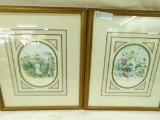 Pair of Vintage Floral and Fairy Prints