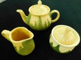 Vintage Shawnee Corn Cob Coffee Pot Sugar and Creamer