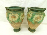 Pair of Weller? Or Roseville Mantle Vases - Unsigned