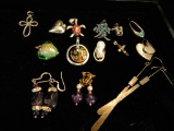 Sterling Silver Charms and Earrings Including 2 Pairs of Amethyst Earrings