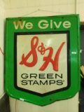 Vintage Metal S & H Green Stamps Sign - Stout Sign Co.