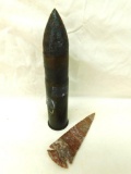 Vintage 37 Gauge Shell and Large Arrow Head or Spear Head