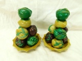 Pair of Modern Chinese Fruit Statues