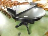 Painted Black Pedestal Table with 1 Leaf