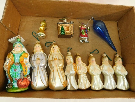 Box Lot Of Hand Blown Angel Ornaments Plus Others - Some Radko - Dansk Plus