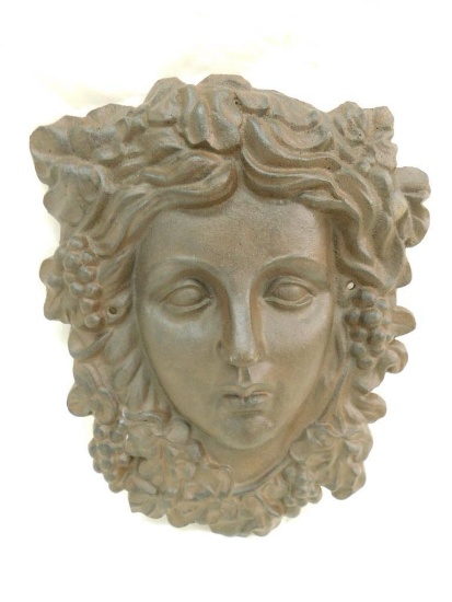 Cast Iron Face Wall Plaque - Grapes / Harvest