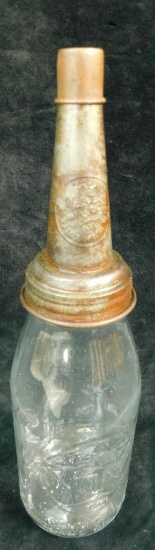 Texaco Oil Bottle with Metal Pour Lid