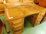 Oak Desk with Typewriter Hide-Away