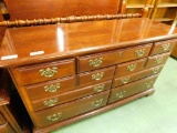 American Drew Mahogany 7 Drawer Long Dresser with Mirror