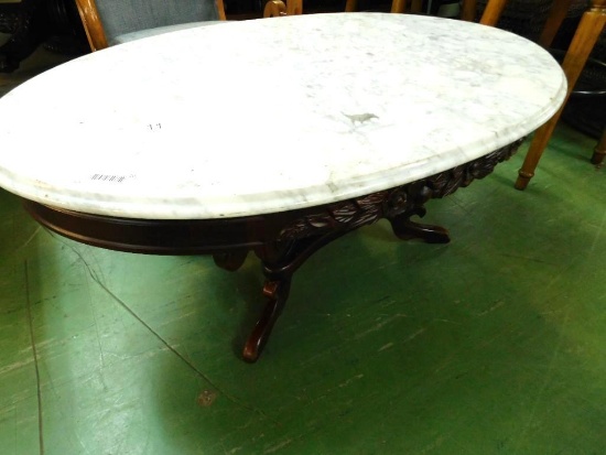 Oval Victorian Reproduction Marble Top Coffee Table