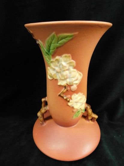 Roseville Pottery - Double Handled Vase - Apple Blossom - 388-10
