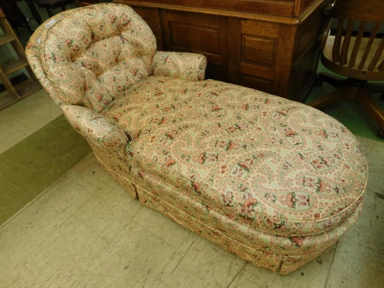 Vintage Upholstered Chase Lounge with Paisley Pattern - 50s 60s