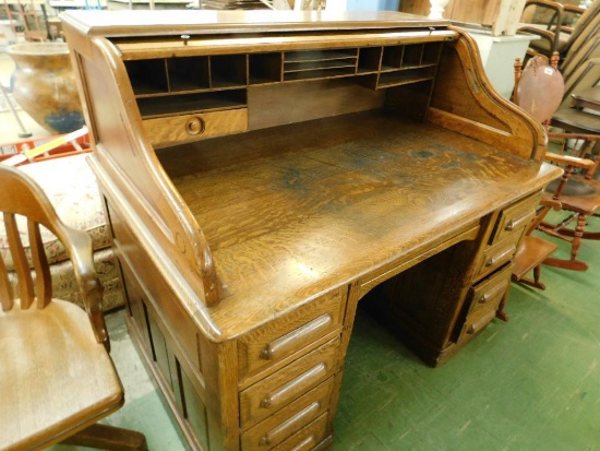 Vintage Oak Roll Top Desk