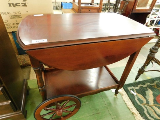 Vintage Wood Tea Cart with Drop Sides