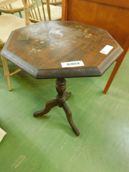 Vintage Stenciled Octagonal Side Table