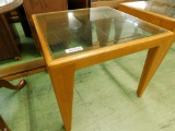 MCM Mid Century Glass Top Side Table