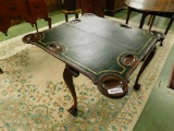 Ball and Claw Leather Top Mahogany Game Table