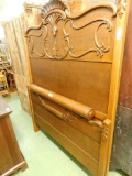 Double Oak Carved Bed